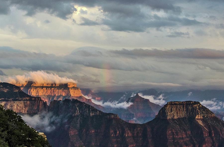 Grand Canyon monsoon rainbow Photograph by Gaelyn Olmsted