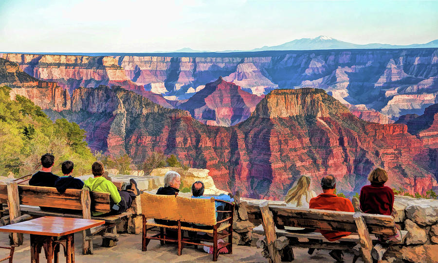 Grand Canyon National Park Painting - Grand Canyon North Rim Lodge View by Christopher Arndt