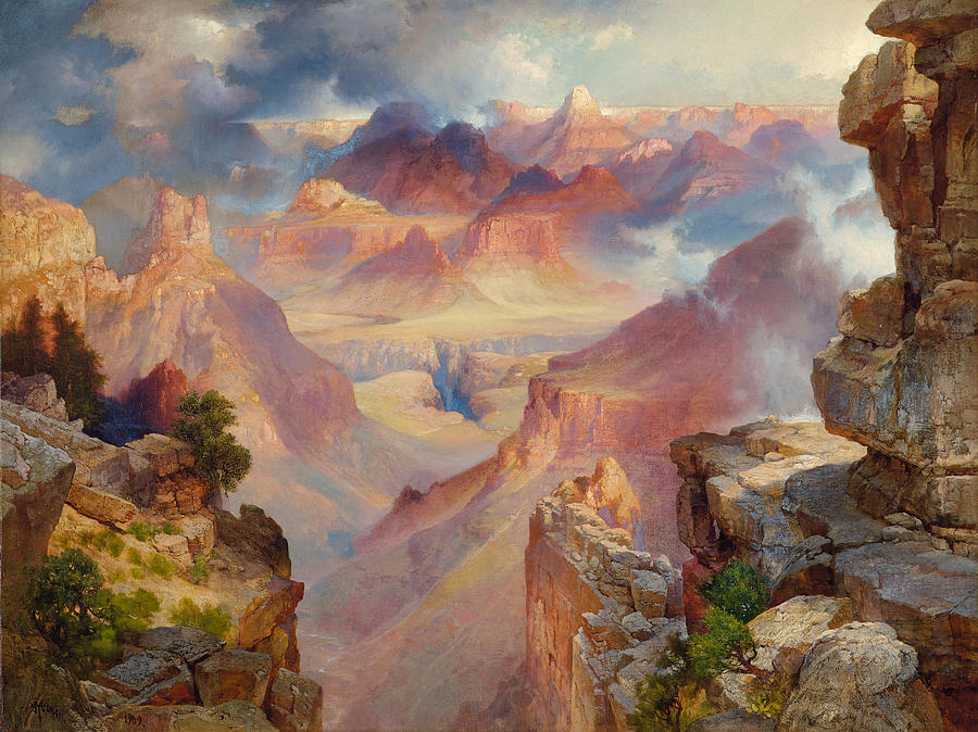 Grand Canyon of Arizona at Sunset Painting by Thomas Moran