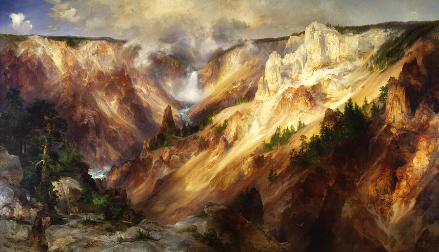 Grand Canyon of the Yellowstone, from 1893-1901 Painting by Thomas Moran