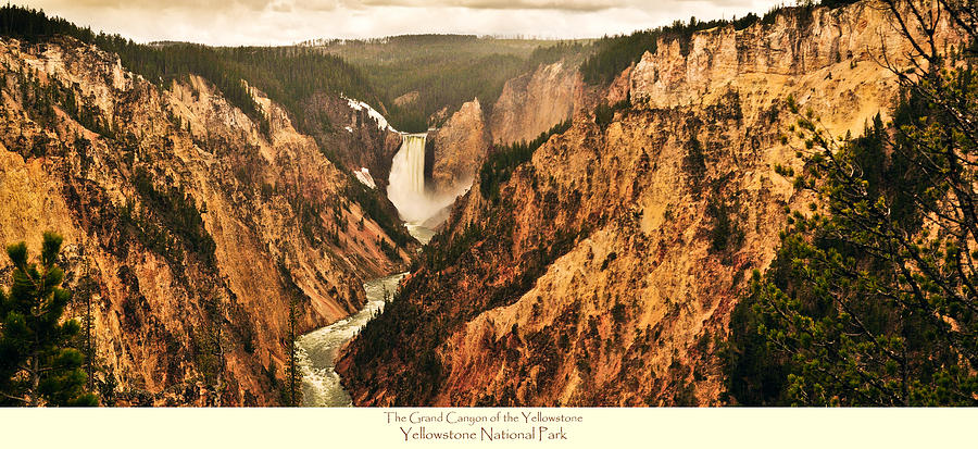 Grand Canyon Of The Yellowstone with caption Photograph by Greg Norrell