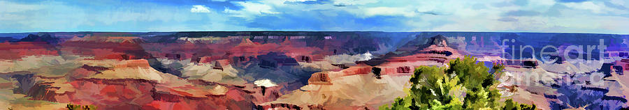 Grand Canyon Panorama Paint  Photograph by Chuck Kuhn
