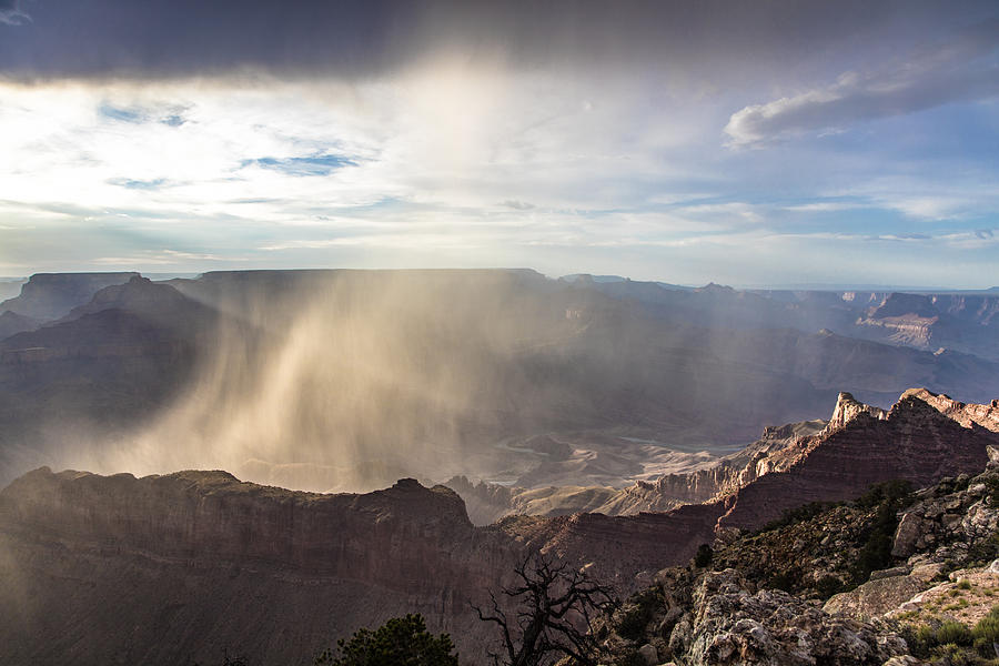 Grand Canyon Rain Storm in Color Photograph by John McGraw