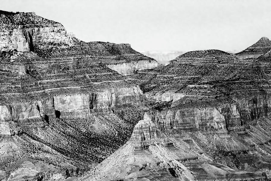 Grand Canyon South Rim 21 BW Photograph by Mary Bedy