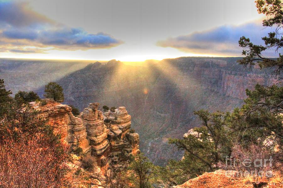 Grand Canyon Sunrise Sun Rays Photograph by Charlene Cox - Fine Art America