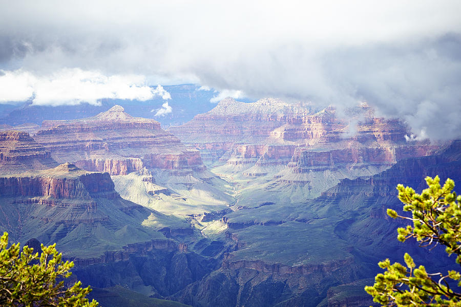 Landscape Photograph - Grand Canyon With Sunlight And Clouds by Gillham Studios