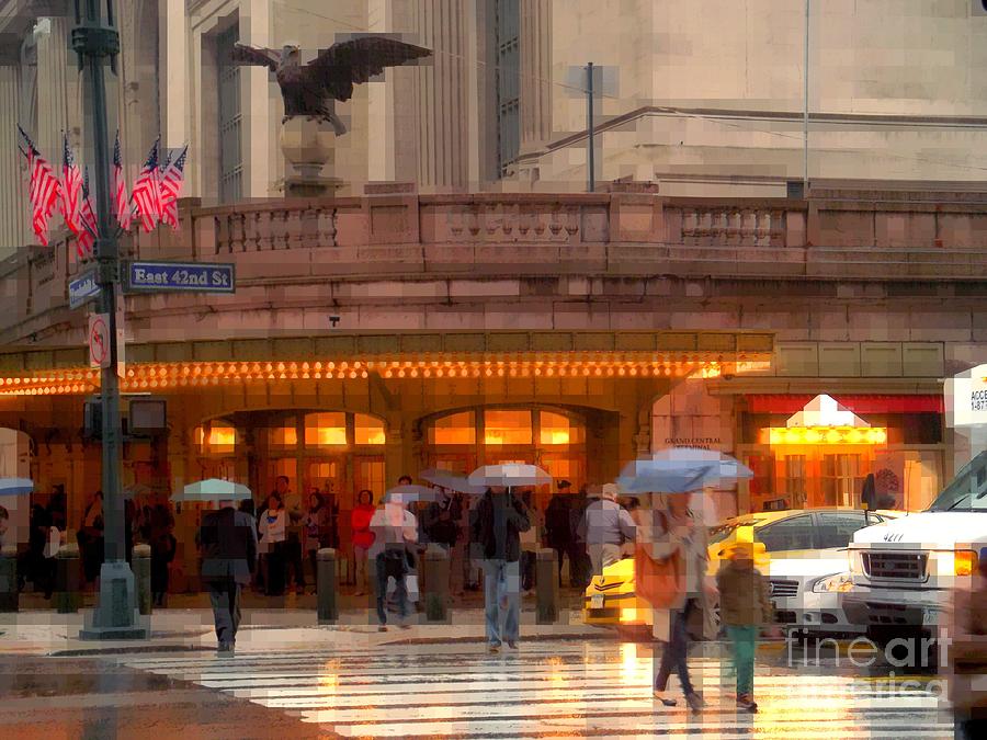 Grand Central in the Rain - Mother and Child Photograph by Miriam Danar