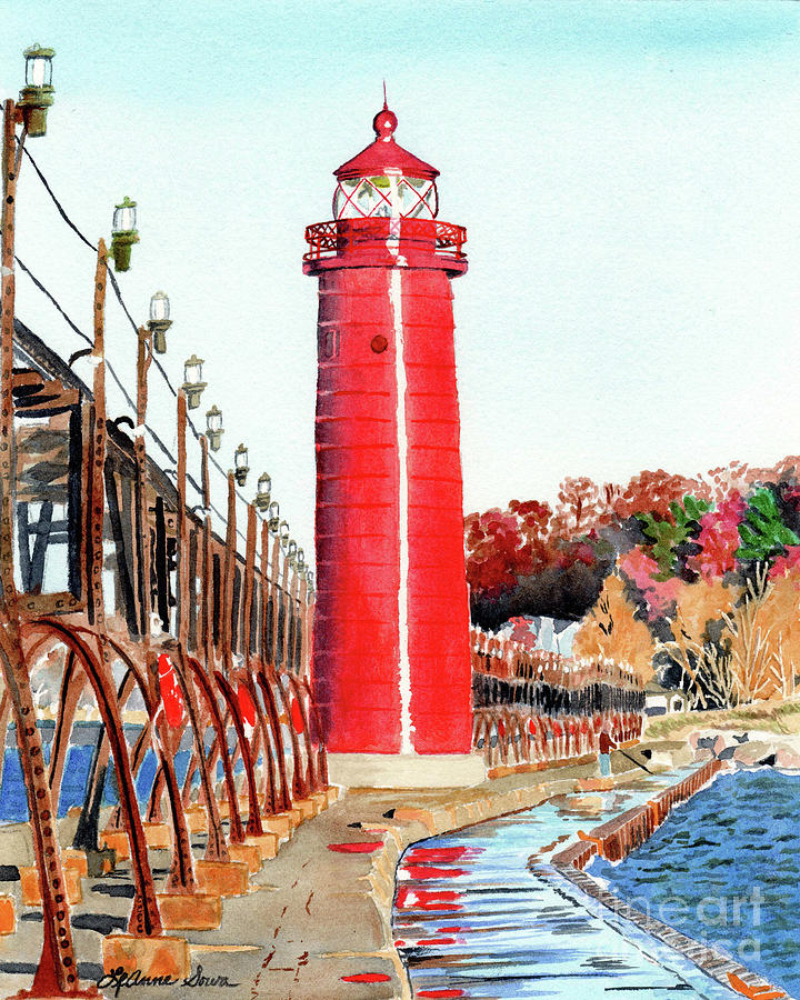 Grand Haven Autumn Painting by LeAnne Sowa