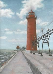 Lighthouse Painting - Grand Haven Lighthouse by Brian Duey