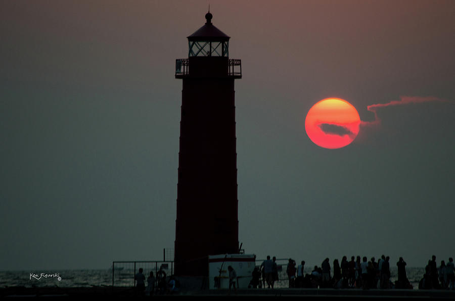 Grand Haven Michigan Lighthouse Sun Three Colors Photograph by Ken Figurski