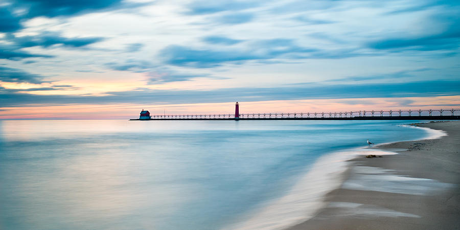 Grand Haven Pier - Smooth Waters Photograph by Larry Carr