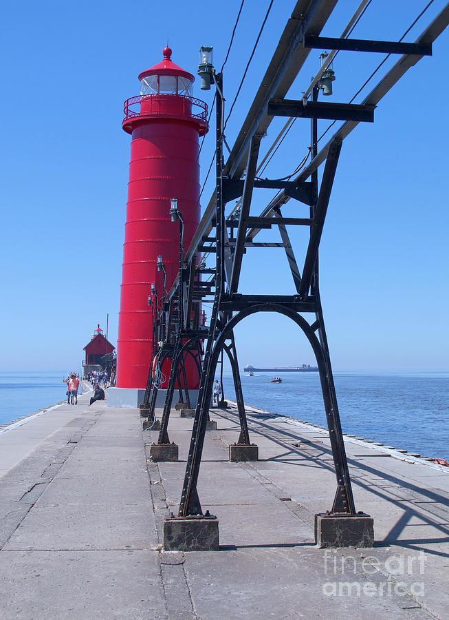 Grand Haven Pier And Lighthouses Photograph