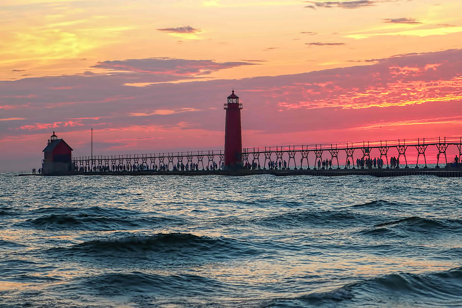 Lighthouse Photograph - Grand Haven Pier by Pat Cook