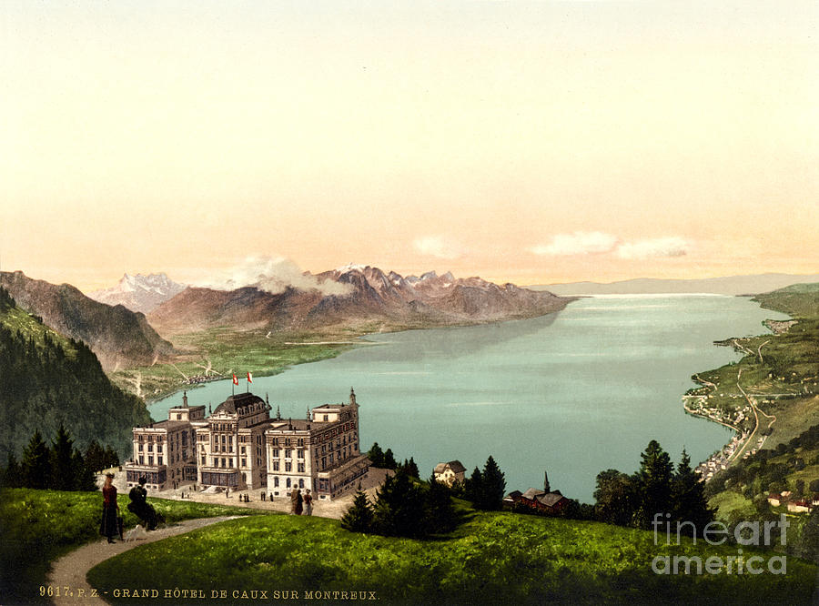 Grand-Hotel de Caux with Lake Geneva Painting by Celestial Images