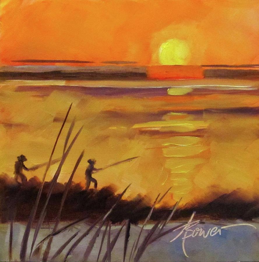 Grand Isle Fishermen Painting by Adele Bower