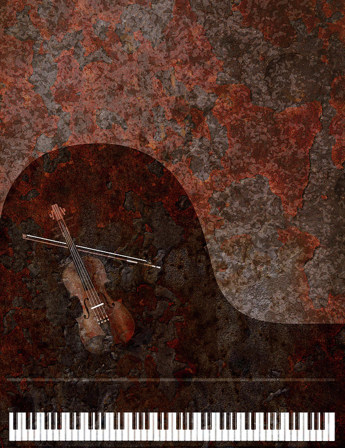 Grand Piano and Violin Grunge Background by Jit Lim Grand Piano and Violin Grunge Background by Jit Lim
