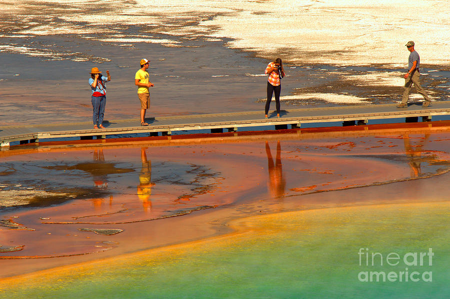 Grand Prismatic HIkers Photograph by Adam Jewell