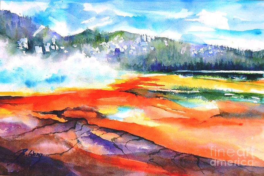 Grand Prismatic Hot Spring Painting by Betty M M Wong