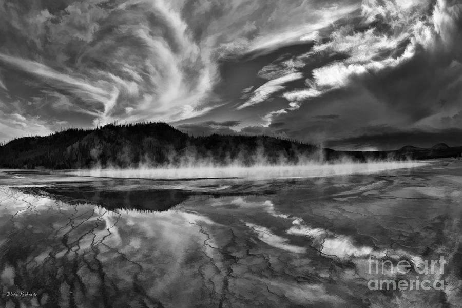 Grand Prismatic Spring Black And White Photograph by Blake Richards