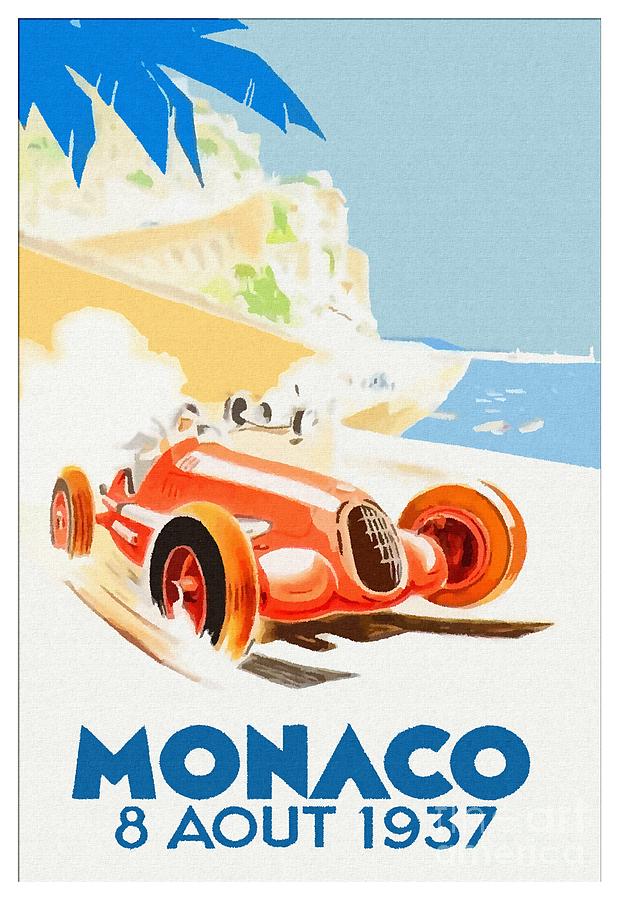Grand Prix Monaco 1937 Painting by Heidi De Leeuw