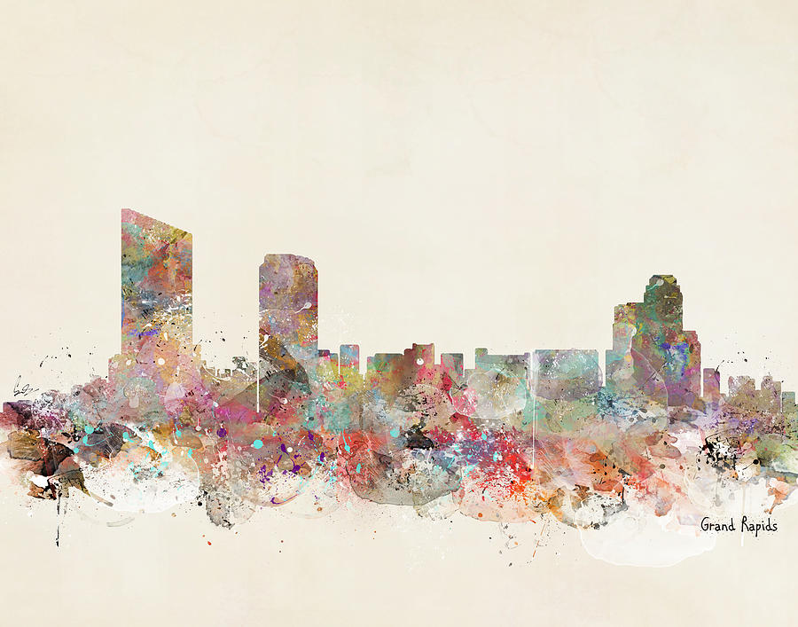 Grand Rapids Skyline Painting - Grand Rapids City by Bri Buckley