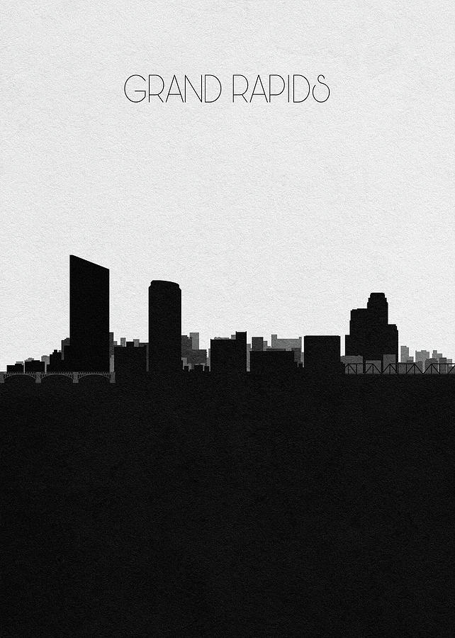 Grand Rapids Cityscape Art Drawing by Inspirowl Design