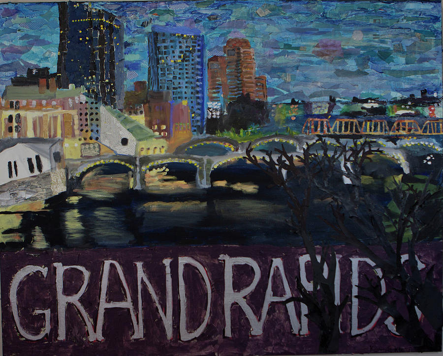 Grand Rapids Painting - Grand Rapids Cityscape by Karen Klemp