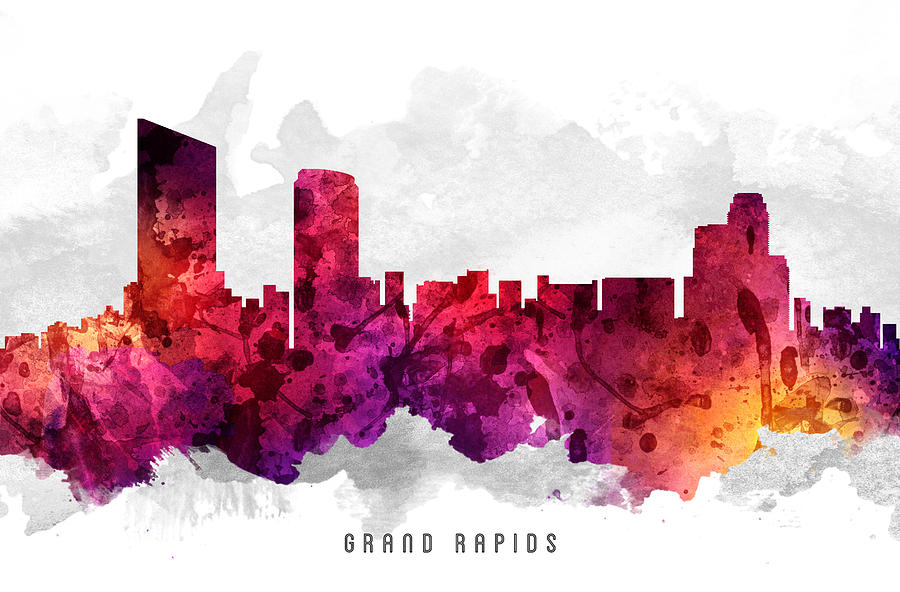 Grand Rapids Michigan Cityscape 14 Painting by Aged Pixel