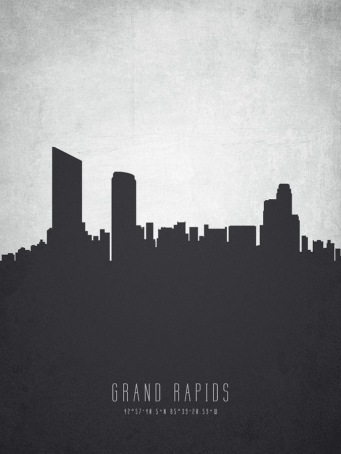 Grand Rapids Painting - Grand Rapids Michigan Cityscape 19 by Aged Pixel