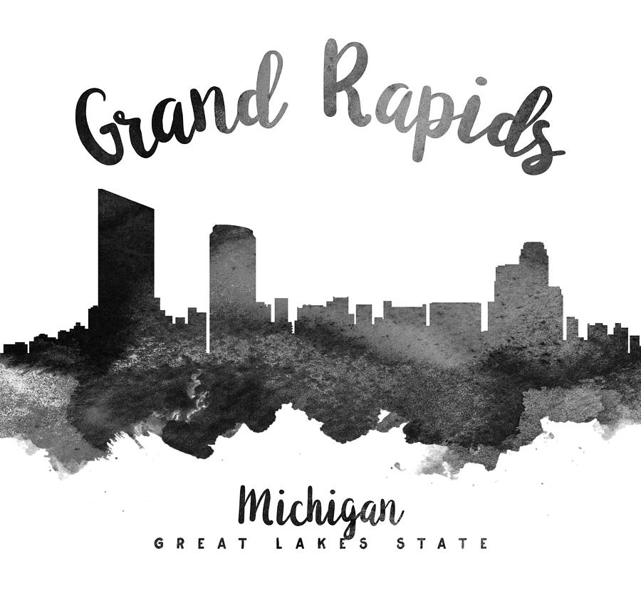 Grand Rapids Painting - Grand Rapids Michigan Skyline 18 by Aged Pixel