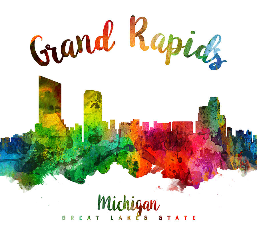 Grand Rapids Painting - Grand Rapids Michigan Skyline 24 by Aged Pixel