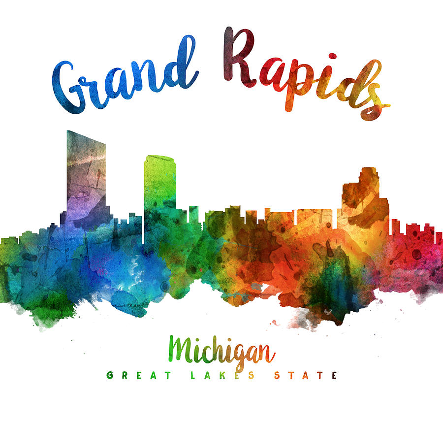 Grand Rapids Painting - Grand Rapids Michigan Skyline 25 by Aged Pixel