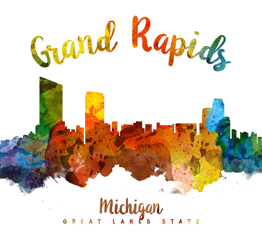 Grand Rapids Painting - Grand Rapids Michigan Skyline 26 by Aged Pixel