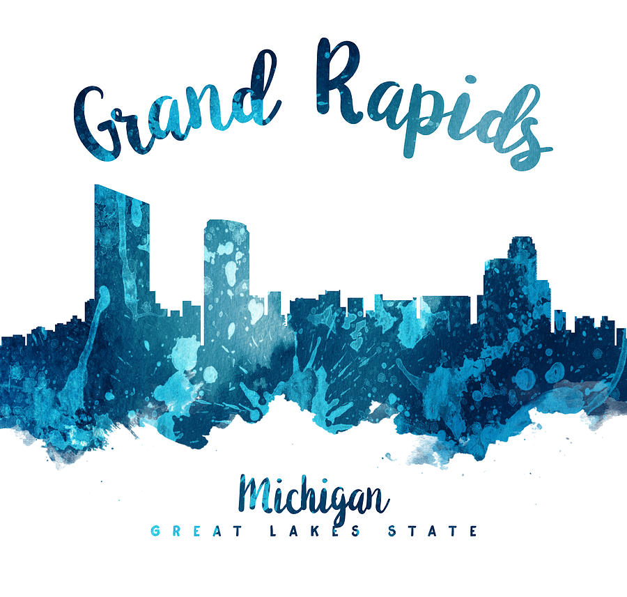 Grand Rapids Painting - Grand Rapids Michigan Skyline 27 by Aged Pixel