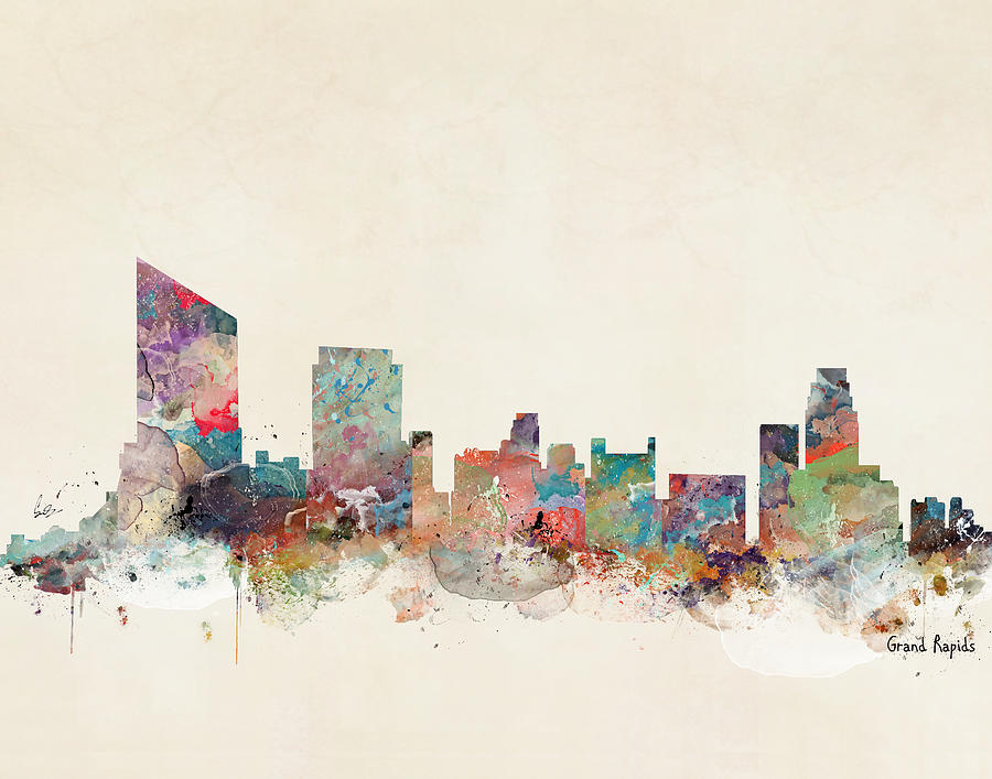 Grand Rapids Painting - Grand Rapids Michigan Skyline by Bri Buckley