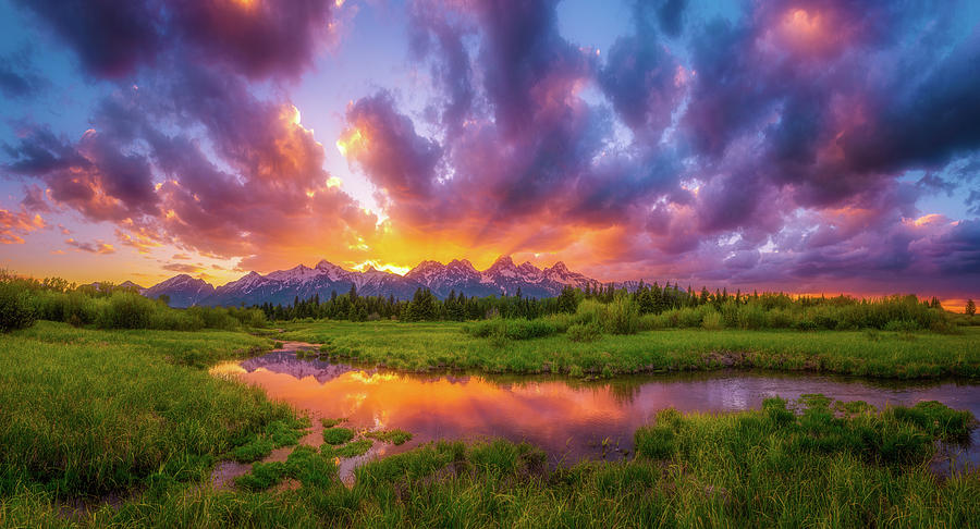 Grand Sunset in The Tetons Photograph by Darren White