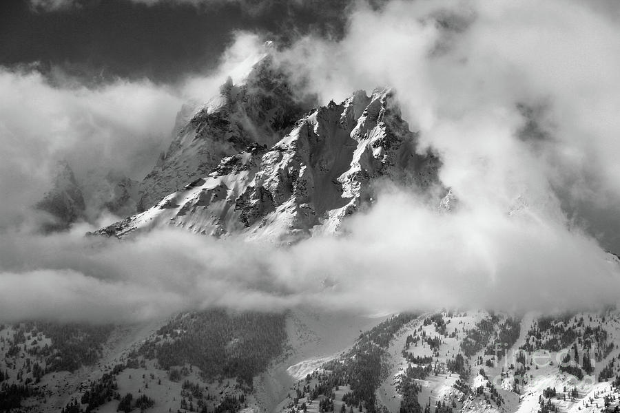 Grand Teton black and white Photograph by Edward R Wisell