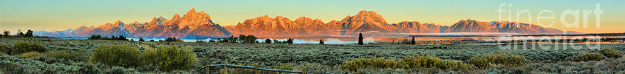 Grand Teton Extra Wide Sunrise Panorama Photograph by Adam Jewell