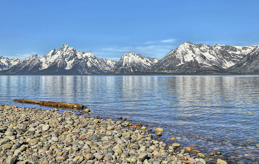 Grand Teton Mountains At Colter Bay Beach Photograph By Dan Sproul