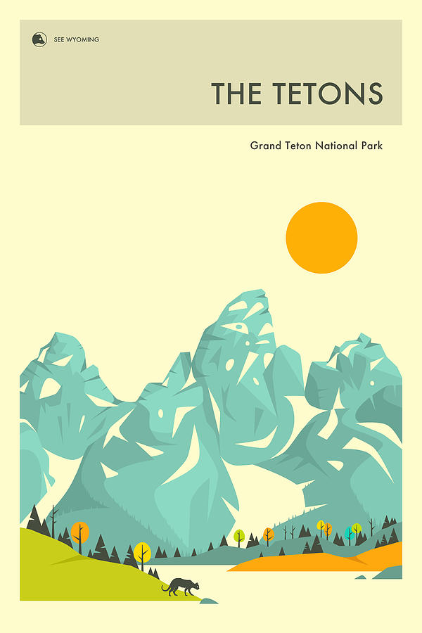 Grand Teton National Park Digital Art - Grand Teton National Park Travel Poster by Jazzberry Blue