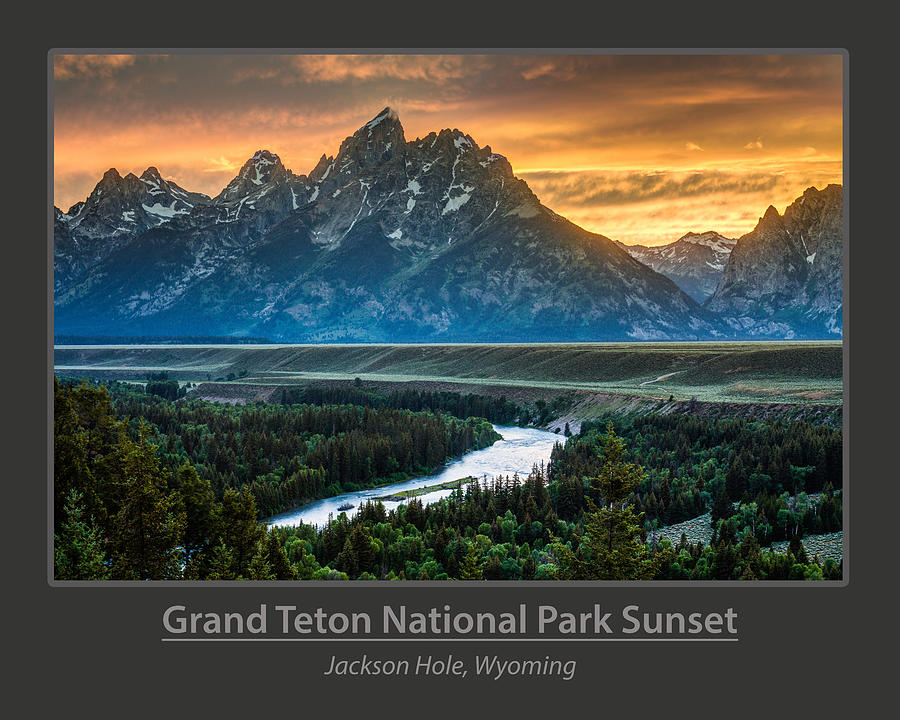 Grand Teton National Park Sunset Poster Photograph by Gary Whitton