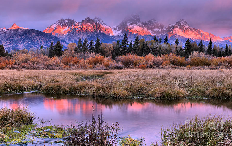 Grand Teton Pink Stripe Sunrise Photograph by Adam Jewell