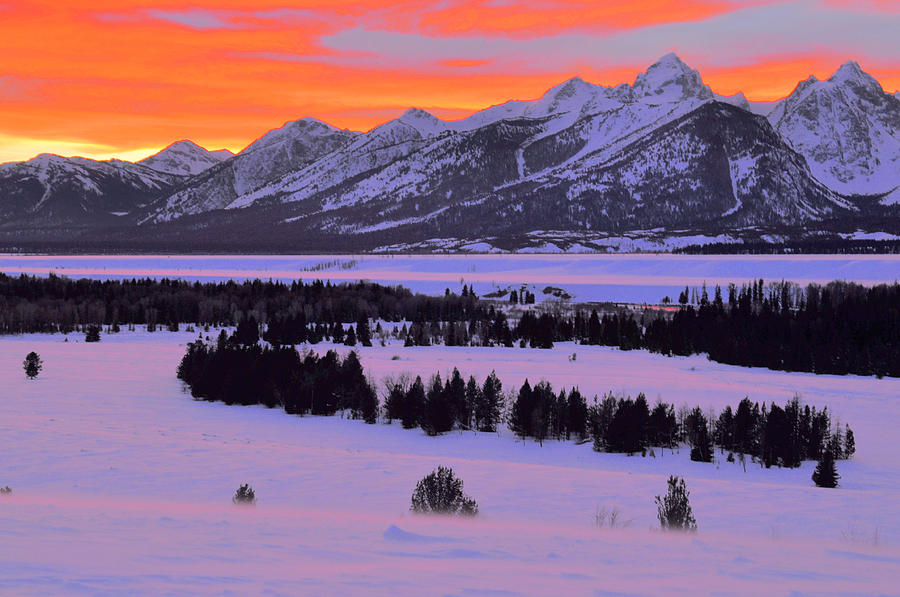 Grand Teton Winter Sunset Photograph by Stephen Vecchiotti
