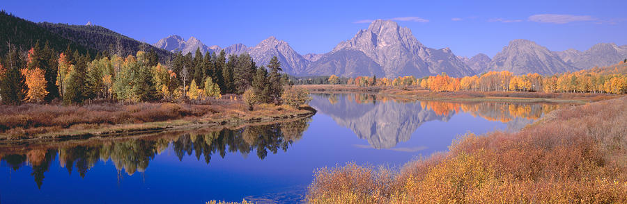 Grand Teton National Park Photograph - Grand Tetons Reflected In Oxbow Bend by Panoramic Images