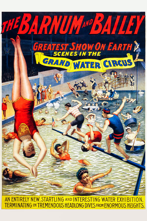 Grand water circus Barnum and Bailey 1895 Painting by Vincent Monozlay