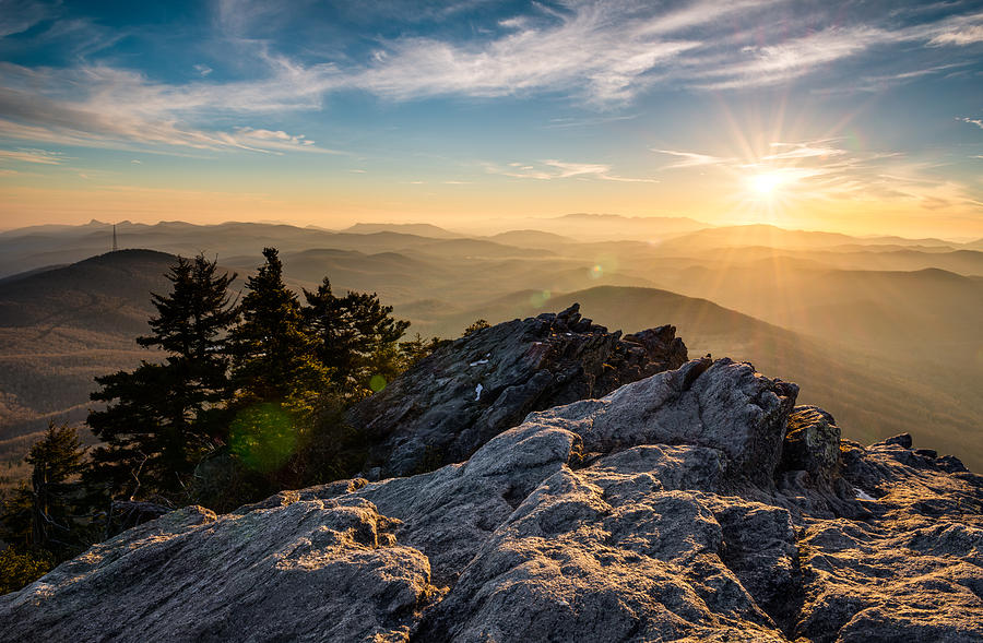 Grandfather Mountain Photograph - Grandfather Mountain Sunset Blue Ridge Parkway Western NC by Dave Allen