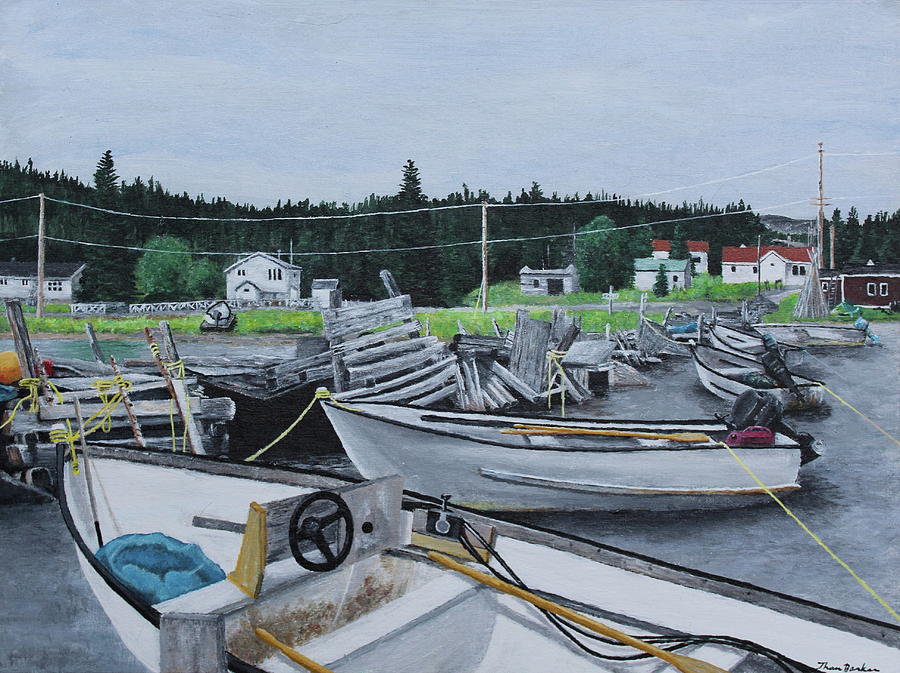Boat Painting - Grandfathers Wharf by Thom Barker