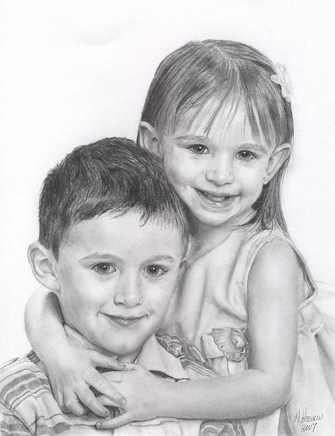 Grandkids of a friend Drawing by Marlene Piccolin - Pixels