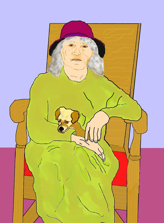 Grandma and Puppy Painting by Pharris Art