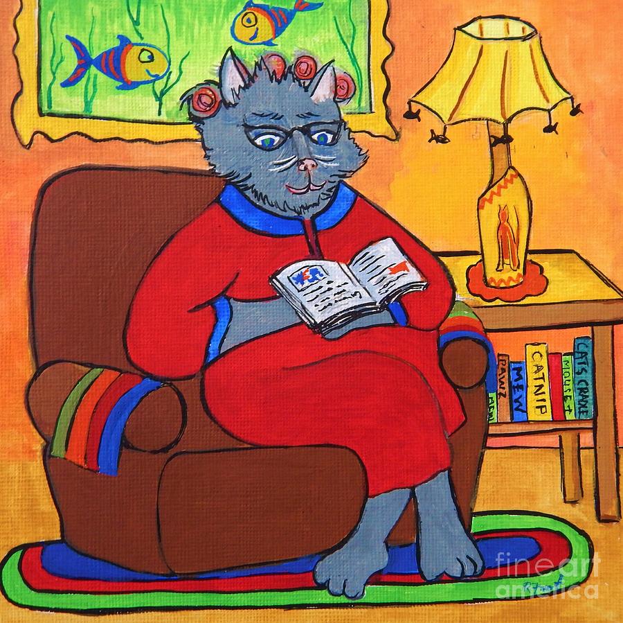 Grandma Beatrice Reads a Book Painting by Reb Frost
